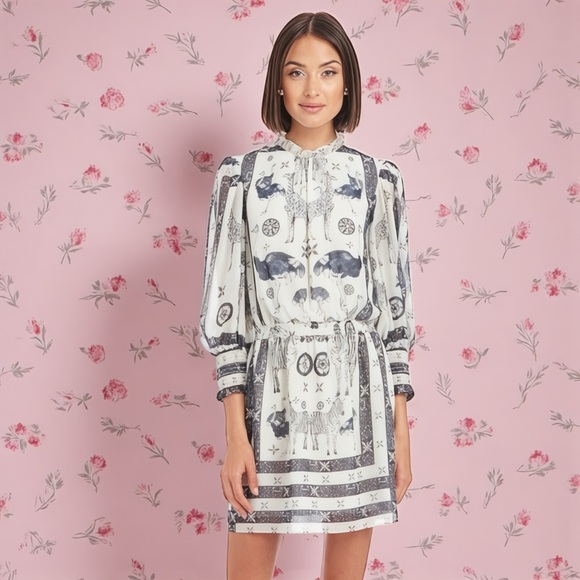 Amanda Uprichard Dresses & Skirts - Amanda Uprichard Women's Vista Zoo Print Mini Dress Black & White Size P/XS